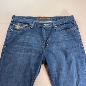 Cinch Ian Jeans Mens 38x32 Blue Bootcut stretch Western Cowboy Rodeo